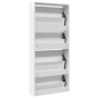 Mueble zapatero con espejo 4 niveles blanco brillo 63x17x134 cm