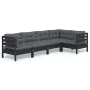 5 Stück Gartenmöbel mit Kissen aus schwarzem Kiefernholz von vidaXL, Gartensets - Ref: Foro24-3096386, Preis: 479,10 €, Rabat...