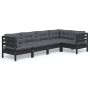 5 Stück Gartenmöbel mit Kissen aus schwarzem Kiefernholz von vidaXL, Gartensets - Ref: Foro24-3096386, Preis: 492,58 €, Rabat...