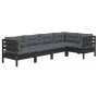 5 Stück Gartenmöbel mit Kissen aus schwarzem Kiefernholz von vidaXL, Gartensets - Ref: Foro24-3096386, Preis: 479,10 €, Rabat...