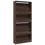 Mueble zapatero con espejo 4 niveles roble marrón 63x17x134 cm