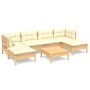 Garden furniture 7 pieces cream pine wood cushions by vidaXL, Garden sets - Ref: Foro24-3097085, Price: 548,11 €, Discount: %