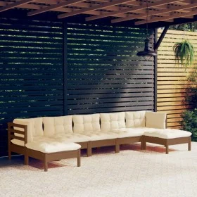 Garden furniture 7 pieces and cushions honey brown pine wood by vidaXL, Garden sets - Ref: Foro24-3097094, Price: 624,05 €, D...