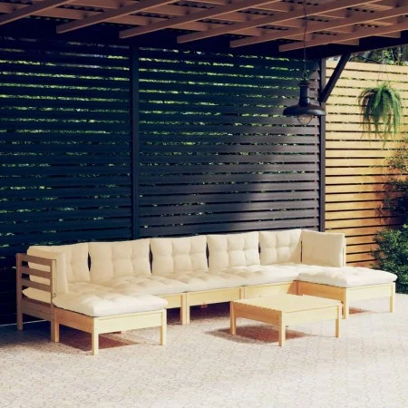 Gartenmöbel 8 Stück Kissen aus cremefarbenem Kiefernholz von vidaXL, Gartensets - Ref: Foro24-3097097, Preis: 687,05 €, Rabat...