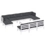 Garden furniture set 11 pieces with white cushions pine wood by vidaXL, Garden sets - Ref: Foro24-3097122, Price: 899,79 €, D...