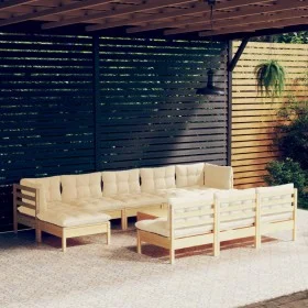 Gartenmöbel 11 Stück Kissen aus cremefarbenem Kiefernholz von vidaXL, Gartensets - Ref: Foro24-3097121, Preis: 838,81 €, Raba...