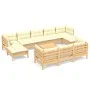 Garden furniture 11 pieces and cushions solid cream pine wood by vidaXL, Garden sets - Ref: Foro24-3097145, Price: 887,37 €, ...