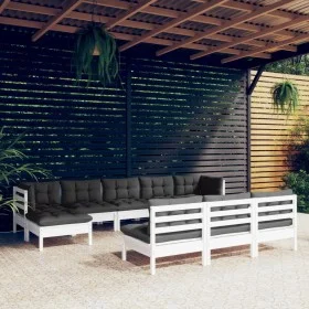 Gartenmöbel 10 Stück mit Kissen aus weißem Kiefernholz von vidaXL, Gartensets - Ref: Foro24-3097116, Preis: 821,65 €, Rabatt: %
