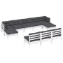 Gartenmöbel 10 Stück mit Kissen aus weißem Kiefernholz von vidaXL, Gartensets - Ref: Foro24-3097116, Preis: 821,65 €, Rabatt: %