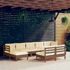 Muebles de jardín 9 pzas y cojines madera de pino marrón miel von vidaXL, Gartensets - Ref: Foro24-3097106, Preis: 790,80 €, ...