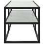 Mueble para TV negro con vidrio de mármol blanco 100x40x40 cm