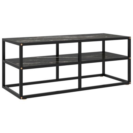 Mueble para TV negro con vidrio de mármol negro 100x40x40 cm en Muebles TV | Comprar online en Foro24