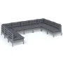 Garden furniture 9 pieces and gray cushions solid pine wood by vidaXL, Garden sets - Ref: Foro24-3097177, Price: 754,33 €, Di...