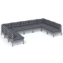 Gartenmöbel 9-teilig und graue Kissen aus massivem Kiefernholz von vidaXL, Gartensets - Ref: Foro24-3097177, Preis: 775,19 €,...