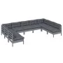 Garden furniture 9 pieces and gray cushions solid pine wood by vidaXL, Garden sets - Ref: Foro24-3097177, Price: 754,33 €, Di...