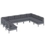 Gartenmöbel 9-teilig und graue Kissen aus massivem Kiefernholz von vidaXL, Gartensets - Ref: Foro24-3097177, Preis: 775,19 €,...
