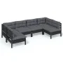 6-piece garden furniture set with black cushions, made of solid pine wood. by vidaXL, Garden sets - Ref: Foro24-3097155, Pric...