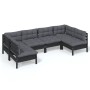 6 Stk. Gartenmöbel und Kissen aus massivem Kiefernholz schwarz von vidaXL, Gartensets - Ref: Foro24-3097155, Preis: 568,78 €,...