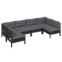 6-piece garden furniture set with black cushions, made of solid pine wood. by vidaXL, Garden sets - Ref: Foro24-3097155, Pric...