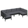 6 Stk. Gartenmöbel und Kissen aus massivem Kiefernholz schwarz von vidaXL, Gartensets - Ref: Foro24-3097155, Preis: 568,78 €,...