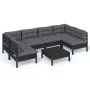 Garden furniture 7 pieces and cushions black solid pine wood by vidaXL, Garden sets - Ref: Foro24-3097161, Price: 629,27 €, D...