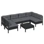 Garden furniture 7 pieces and cushions black solid pine wood by vidaXL, Garden sets - Ref: Foro24-3097161, Price: 629,27 €, D...