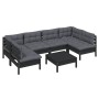 Gartenmöbel 7-teilig und Kissen aus schwarzem massivem Kiefernholz von vidaXL, Gartensets - Ref: Foro24-3097161, Preis: 647,2...