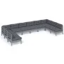 Garden furniture 10 pieces and gray cushions solid pine wood by vidaXL, Garden sets - Ref: Foro24-3097189, Price: 860,90 €, D...