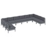 Gartenmöbel 10 Stück und graue Kissen aus massivem Kiefernholz von vidaXL, Gartensets - Ref: Foro24-3097189, Preis: 860,90 €,...