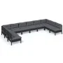 Gartenmöbel 10 Stück und Kissen aus schwarzem massivem Kiefernholz von vidaXL, Gartensets - Ref: Foro24-3097191, Preis: 937,6...