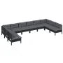 Gartenmöbel 10 Stück und Kissen aus schwarzem massivem Kiefernholz von vidaXL, Gartensets - Ref: Foro24-3097191, Preis: 937,6...