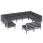 Muebles de jardín 11 pzas y cojines gris madera maciza de pino de vidaXL, Conjuntos de jardín - Ref: Foro24-3097213, Precio: ...