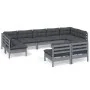 Gartenmöbel 9-teilig und graue Kissen aus massivem Kiefernholz von vidaXL, Gartensets - Ref: Foro24-3097201, Preis: 764,28 €,...