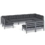 Gartenmöbel 9-teilig und graue Kissen aus massivem Kiefernholz von vidaXL, Gartensets - Ref: Foro24-3097201, Preis: 753,67 €,...