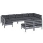 Gartenmöbel 9-teilig und graue Kissen aus massivem Kiefernholz von vidaXL, Gartensets - Ref: Foro24-3097201, Preis: 753,67 €,...