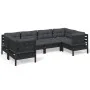 Muebles de jardín 6 pzas con cojines negro madera de pino de vidaXL, Conjuntos de jardín - Ref: Foro24-3097299, Precio: 557,0...