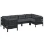 Muebles de jardín 6 pzas con cojines negro madera de pino de vidaXL, Conjuntos de jardín - Ref: Foro24-3097299, Precio: 557,0...