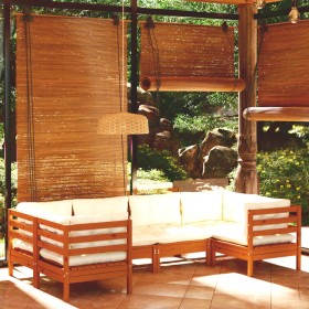 Muebles de jardín 6 pzas y cojines madera de pino marrón miel