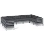 Juego de muebles de jardín 9 pzas y cojines madera pino gris de vidaXL, Conjuntos de jardín - Ref: Foro24-3097321, Precio: 79...