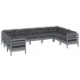 9-teiliges Gartenmöbel-Set und Kissen Zirbenholz grau von vidaXL, Gartensets - Ref: Foro24-3097321, Preis: 803,15 €, Rabatt: %
