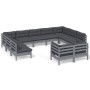 Gartenmöbel 11-teilig und graue Kissen aus massivem Kiefernholz von vidaXL, Gartensets - Ref: Foro24-3097261, Preis: 929,00 €...