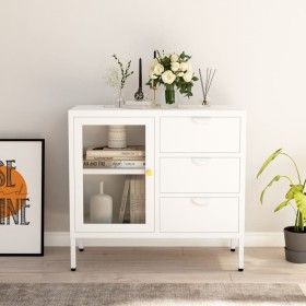 Sideboard aus Stahl und weißem Hartglas, 75 x 35 x 70 cm von vidaXL, Sideboards - Ref: Foro24-336074, Preis: 148,16 €, Rabatt: %