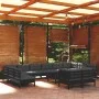 Muebles de jardín 13 pzas con cojines negro madera de pino de vidaXL, Conjuntos de jardín - Ref: Foro24-3097281, Precio: 1,00...