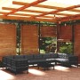Muebles de jardín 11 pzas con cojines negro madera de pino de vidaXL, Conjuntos de jardín - Ref: Foro24-3097341, Precio: 805,...
