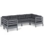 Gartenmöbel-Set 6-teilig und Kissen aus grauem Kiefernholz von vidaXL, Gartensets - Ref: Foro24-3097297, Preis: 526,17 €, Rab...