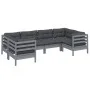 6-piece garden furniture set with gray pine wood cushions by vidaXL, Garden sets - Ref: Foro24-3097297, Price: 526,65 €, Disc...