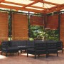 Gartenmöbel 9-teilig und Kissen aus schwarzem massivem Kiefernholz von vidaXL, Gartensets - Ref: Foro24-3096747, Preis: 901,3...