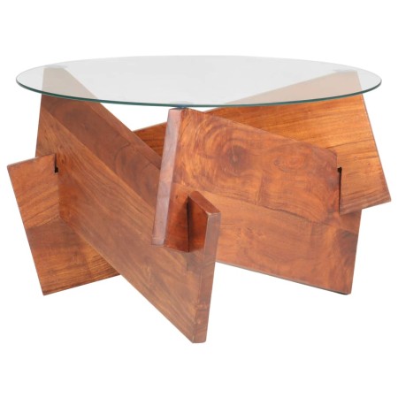 Mesa de centro de madera maciza de acacia 66 cm