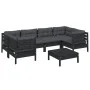 Garden furniture 7 pieces with black pine wood cushions by vidaXL, Garden sets - Ref: Foro24-3097305, Price: 639,13 €, Discou...
