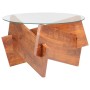 Mesa de centro de madera maciza de acacia 66 cm